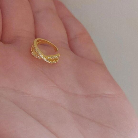 925 Silver Gold CZ Infinity Ear Cuff - Picture 7 of 9